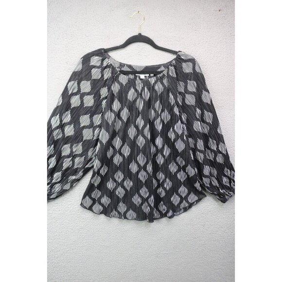 Chico's 3/4 Balloon Sleeve Satiny Crinkle Top-Size 2 or Large - Picture 1 of 6